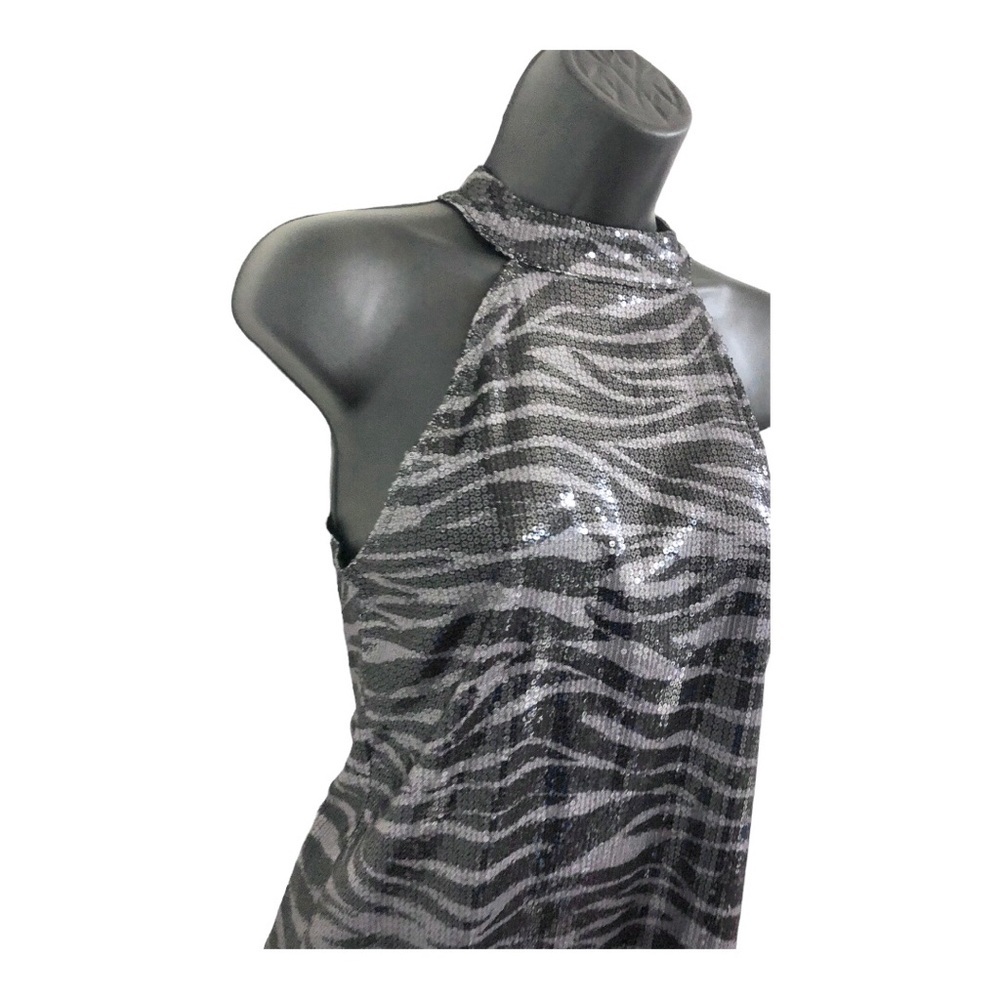 Cable & Gauge black & gray sequin halter‎ blouse size XS new